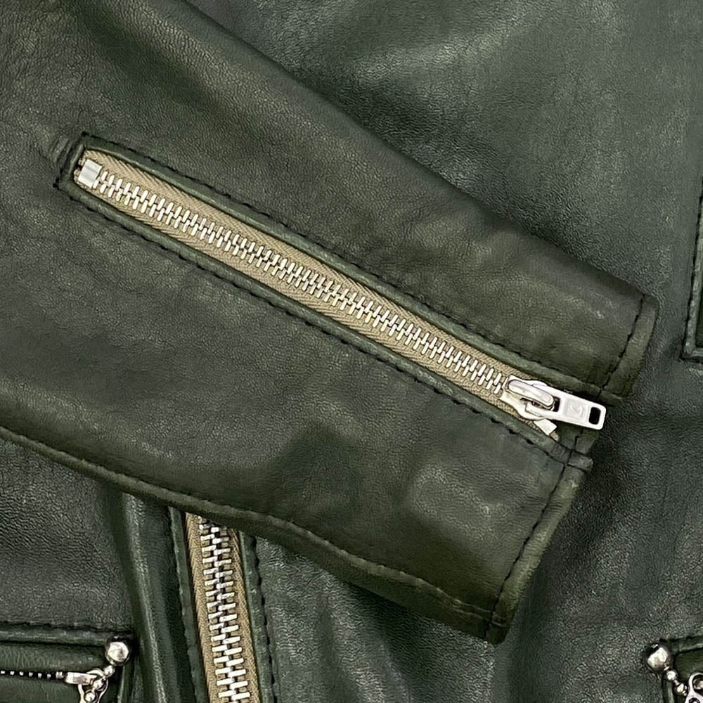 Lewis Leathers ルイスレザー UNDERCOVER Lightning Tight Fit アンダーカバー ライトニング シープレザー ライダース ジャケット グリーン系 36【中古】