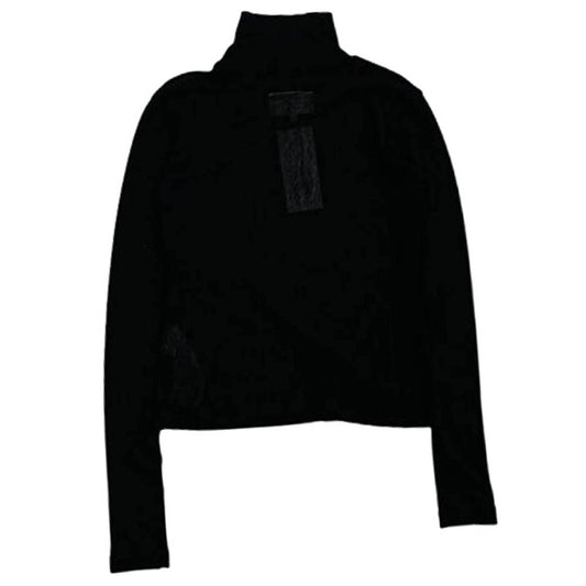 MAISON MARGIELA メゾンマルジェラ 22AW S62NC0111 MM6 Black Logo Sheer Top シアーニット トップ SIXロゴ 長袖 Tシャツ ブラック系 S【中古】