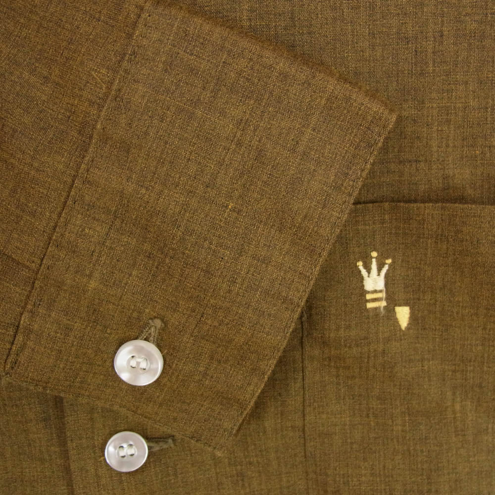 ヴィンテージ 70s USA製 arrow アロー 長袖 シャツ カーキ系 S【中古】