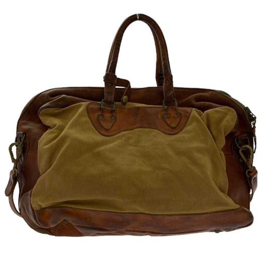 RRL ダブルアールエル ヴィンテージ加工 カーゴ レザー キャンバス 2WAY ショルダー バッグ ブラウン系【中古】