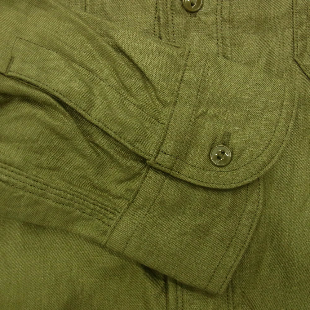 Nigel Cabourn ナイジェルケーボン 8042-00-10006 20s ENGINEER SH LINEN TWILL エンジニア リネン 長袖 シャツ グリーン系 48【中古】