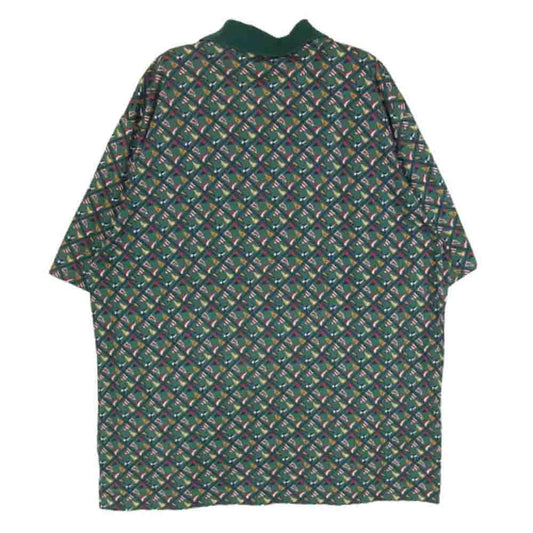 CELINE セリーヌ ヴィンテージ アーカイブ オールド 総柄 半袖 ポロシャツ グリーン系 XXL【中古】