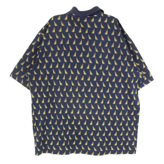 CELINE セリーヌ ヴィンテージ アーカイブ オールド 総柄 半袖 ポロシャツ ネイビー系 XXL【中古】