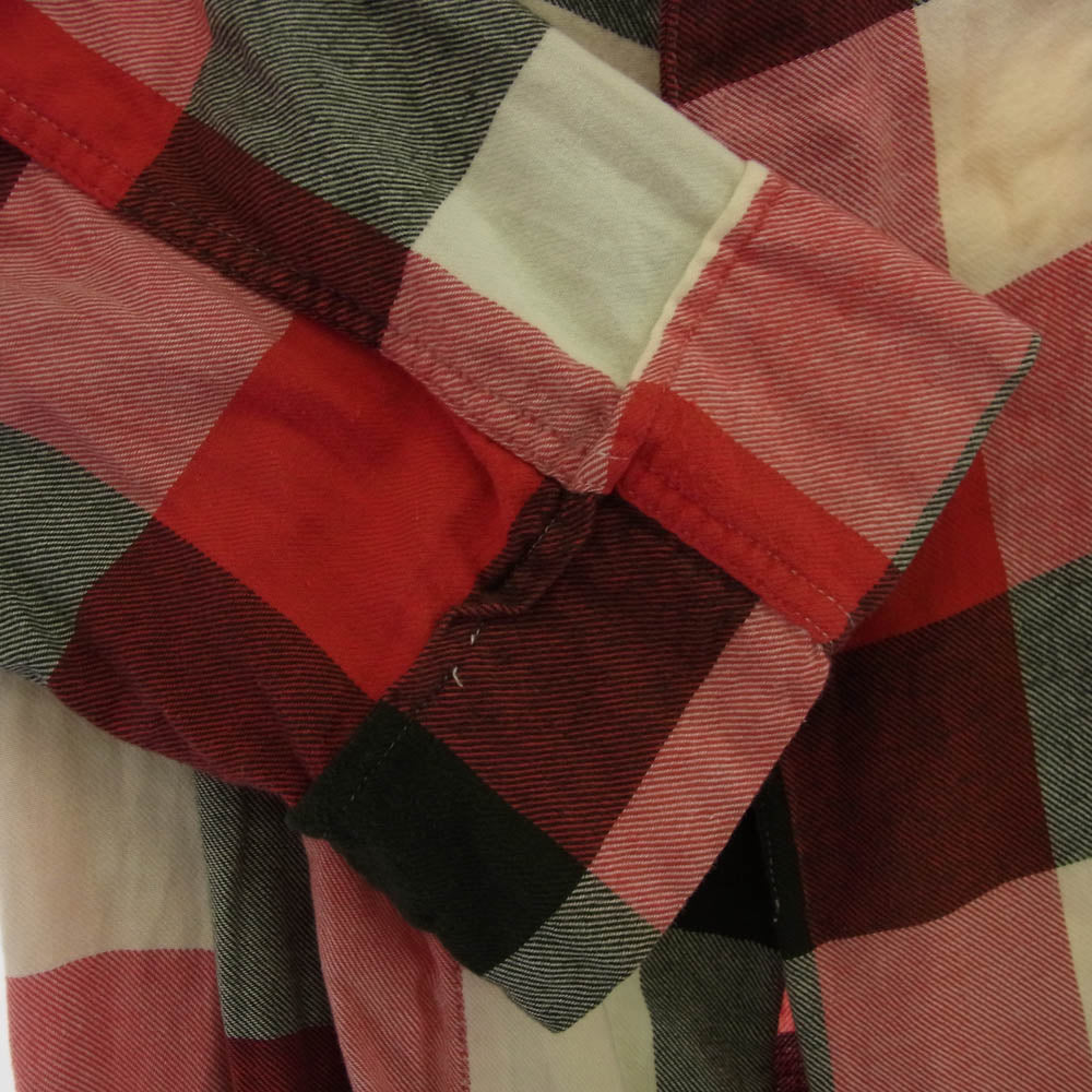 GAP ギャップ 90s 紺タグ コットン チェック ガウン コート レッド系 L【中古】