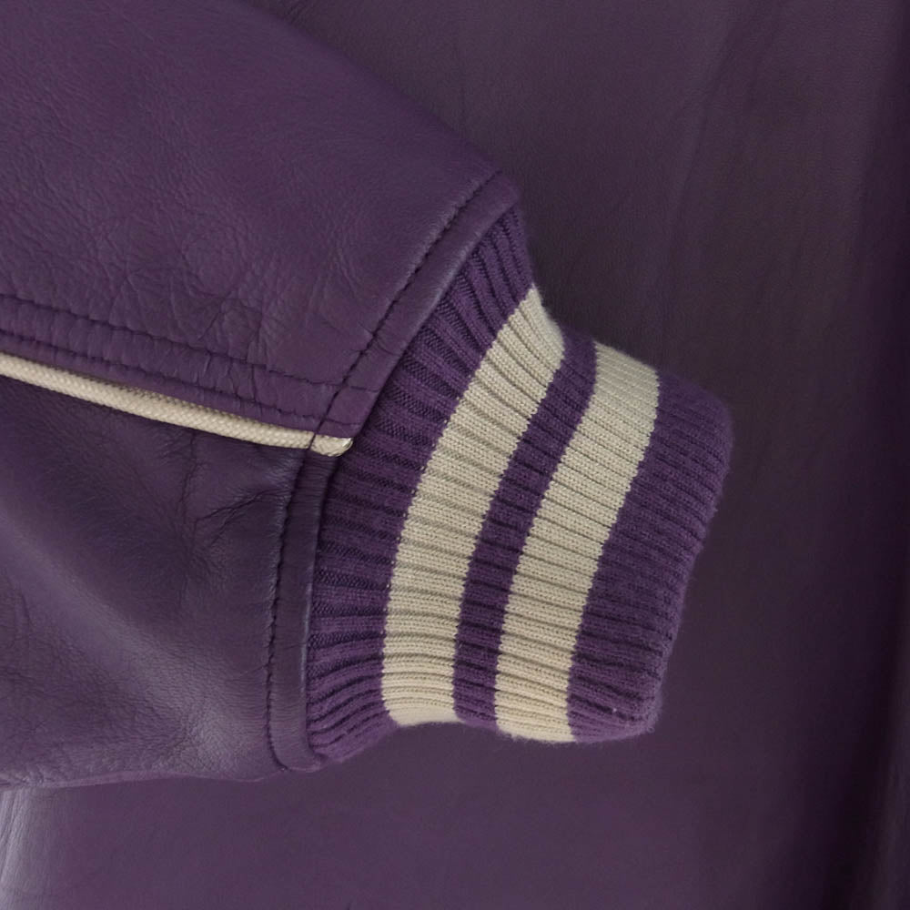 AVIREX アヴィレックス 783-3250078 VARSITY JACKET CROWN LOGO シープ レザー バーシティ ジャケット パープル系 XL【中古】