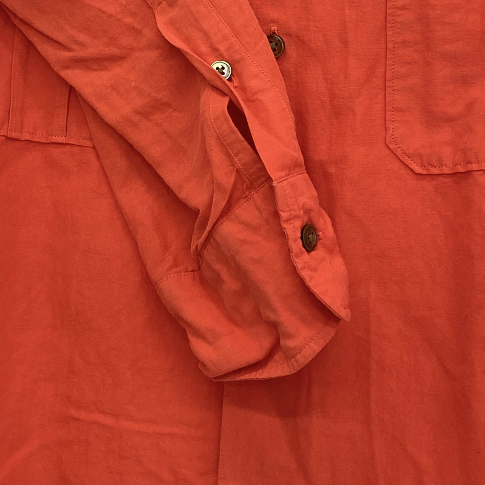 イレーヴ 2ポケット レギュラーカラー 長袖 シャツ オレンジ系 4【中古】