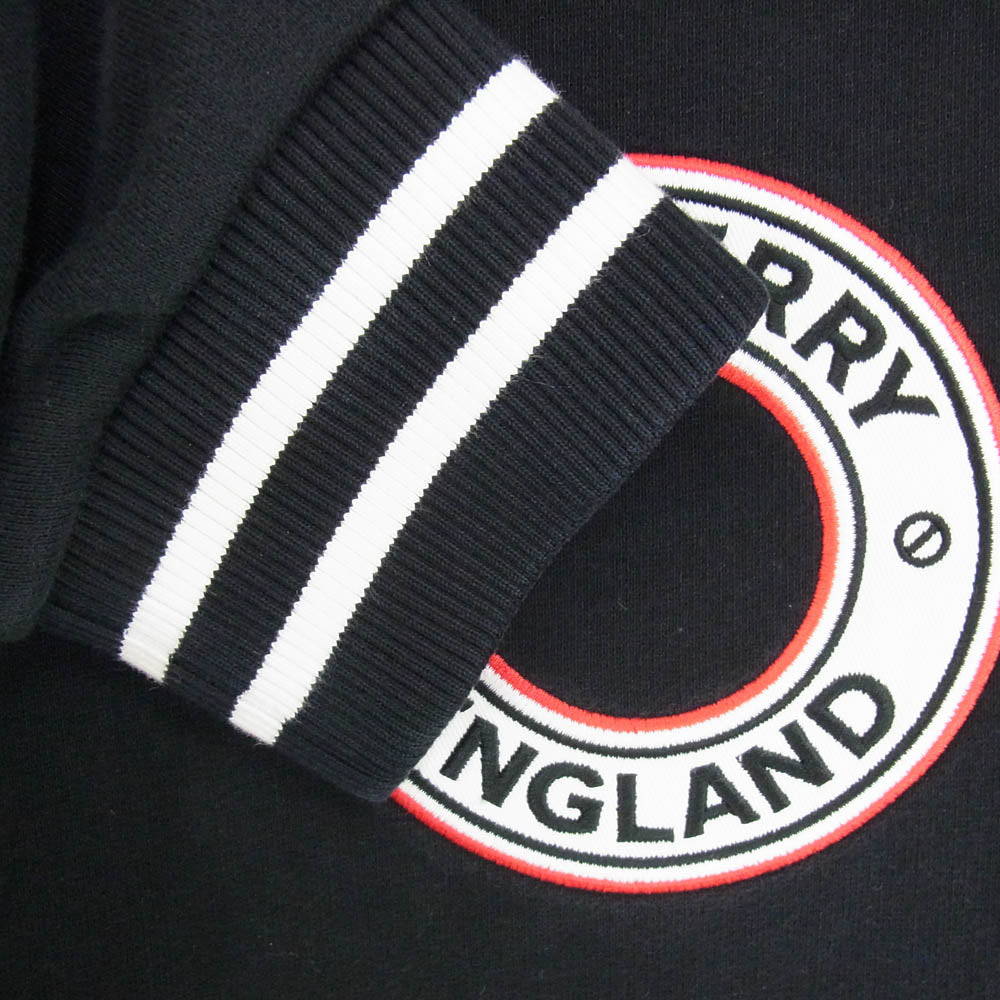 BURBERRY LONDON バーバリー ロンドン 8037982 ロゴ刺繍 ワッペン クルーネック スウェット トレーナー ブラック系 M【中古】