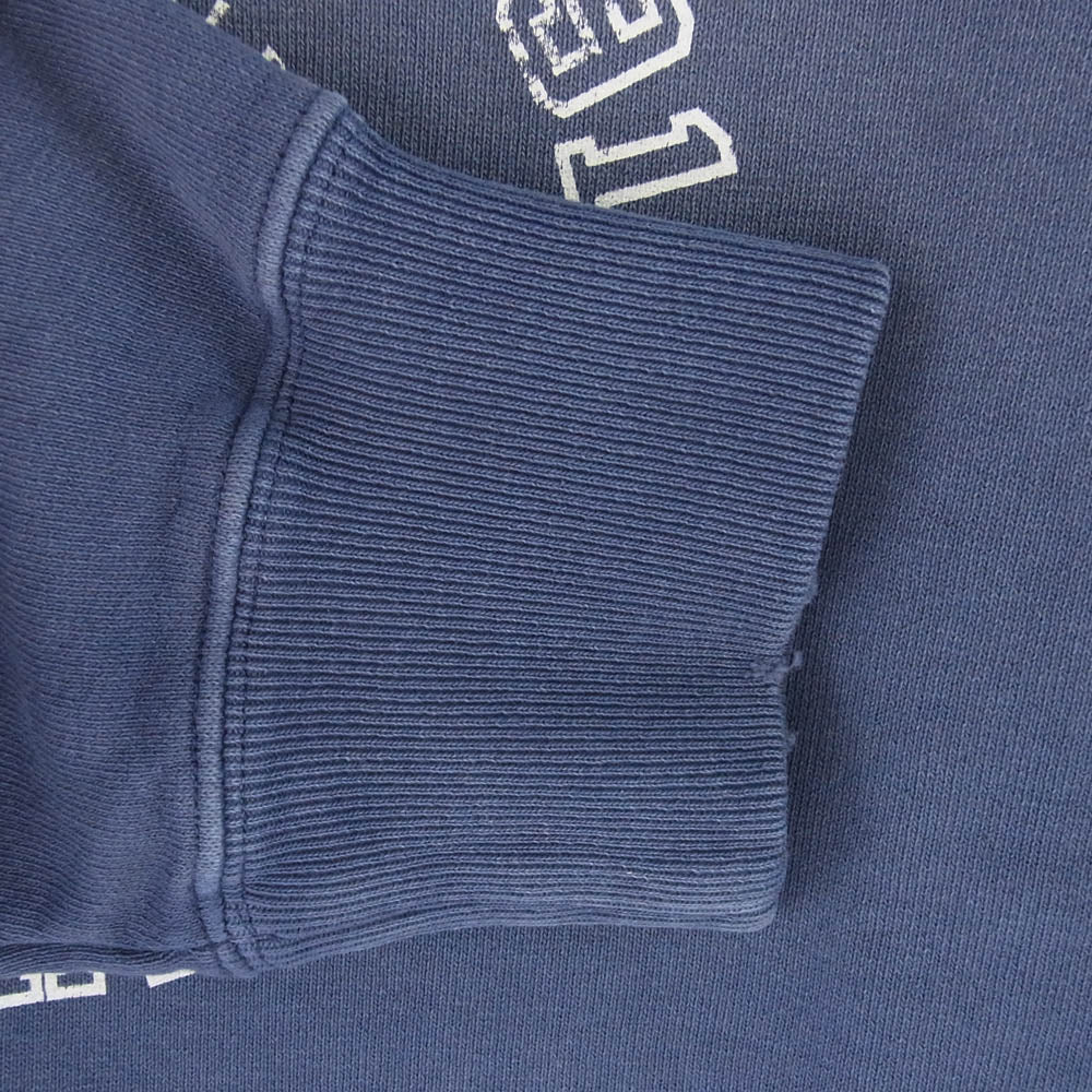 PRADA プラダ 25SS UJL19C SWMO カレッジロゴ ヴィンテージ加工 ニット三角ロゴ コットンフリース スウェット トレーナー ネイビー系 XXL【中古】
