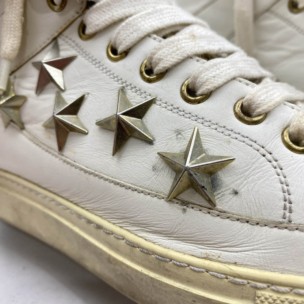 GIVENCHY ジバンシィ スタースタッズ ベルクロ ハイカット レザー スニーカー ホワイト ホワイト系 40【中古】