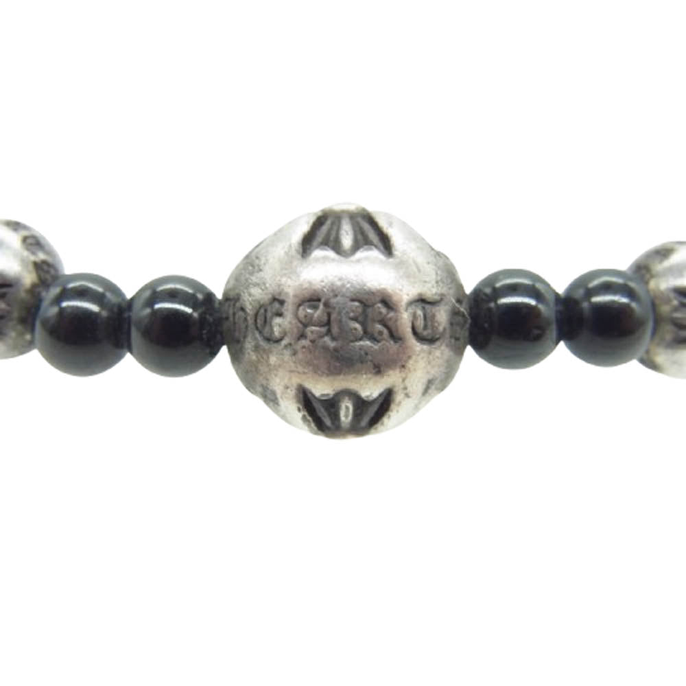 CHROME HEARTS クロムハーツ(原本無) 4mm BEAD ビーズ ブレスレット シルバーパーツ4 ブラック ブラック系 シルバー系【中古】
