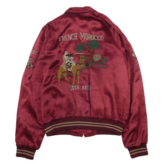 JELADO ジェラード サテン スーベニア ジャケット ツアー ジャケット 刺繍 スカジャン レッド系 L【中古】