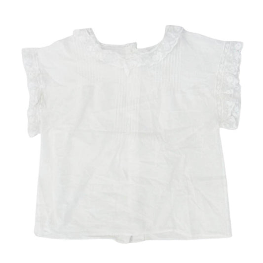 CHANEL シャネル 01P P17753V09863 レース刺繍 バックボタン シースルー ノースリーブ ブラウス シャツ ホワイト系 42【中古】