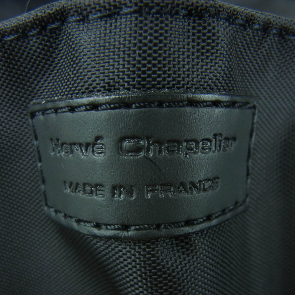 Herve Chapelier エルベ・シャプリエ 807ND レザーハンドル 舟形トート ベーシック ナイロン トートバッグ Mサイズ ミディアム ブラック系【中古】