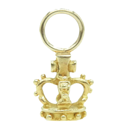 Justin Davis ジャスティンデイビス K18 クラウンモチーフ ラインストーン チャーム ゴールド系【中古】