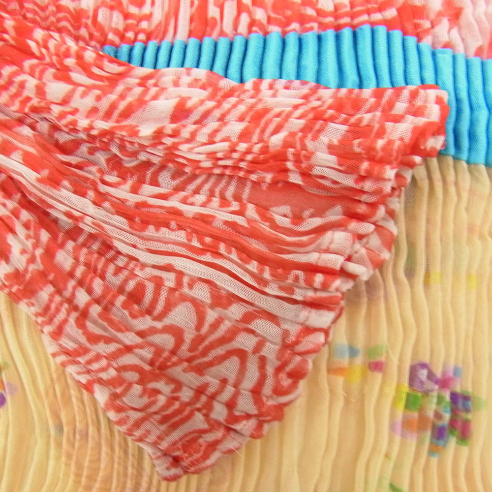 ISSEY MIYAKE イッセイミヤケ IF52FJ283 FETE ウェーブプリーツ加工 総柄 ハイネック 長袖 カットソー レッド系 2【中古】