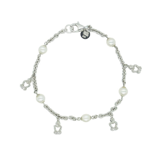 Justin Davis ジャスティンデイビス SBJ027 CoCo Bracelet ココ クラウンモチーフ パール ブレスレット シルバー系【中古】