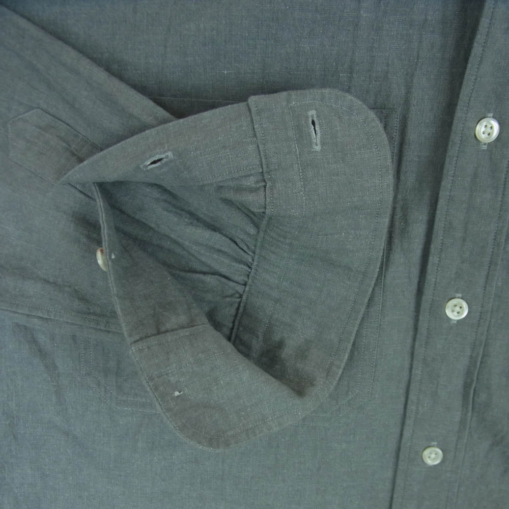PORTER CLASSIC ポータークラシック WIDE POCKET SHIRT 丸襟 ワイドポケット 長袖 シャツ コットン 日本製 グレー系 1【中古】