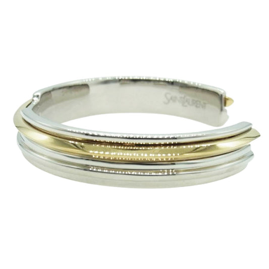 SAINT LAURENT サンローラン 2トーン カフ バングル ブレスレット ゴールド×シルバー シルバー系 ゴールド系 M【中古】