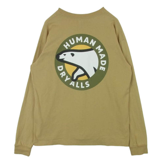 HUMAN MADE ヒューマンメイド バックプリント 長袖 カットソー Tシャツ コットン 日本製 ベージュ系 XL【中古】