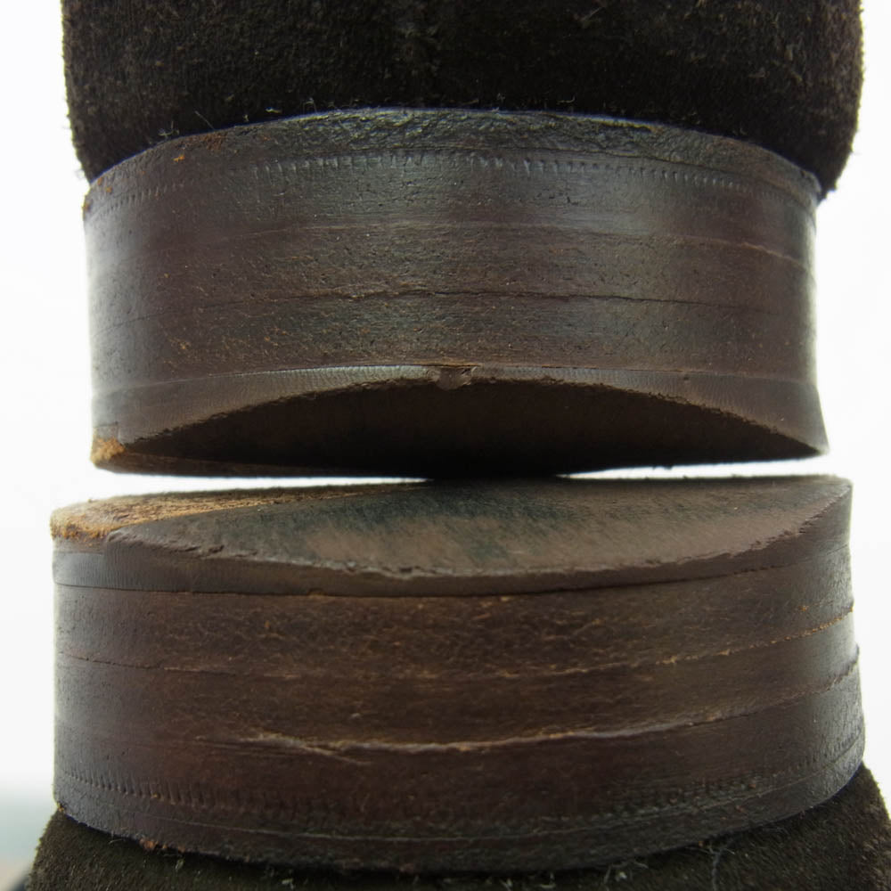 CROCKETT&JONES クロケットアンドジョーンズ スクエアトゥ スエード レザー スリッポン ローファー シューズ ダークブラウン系 8.5E【中古】