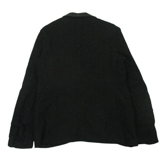 ISAMUKATAYAMA BACKLASH イサムカタヤマバックラッシュ 1459-03 リネン ウール 襟レザー切替 ジャケット ブラック系 M【中古】