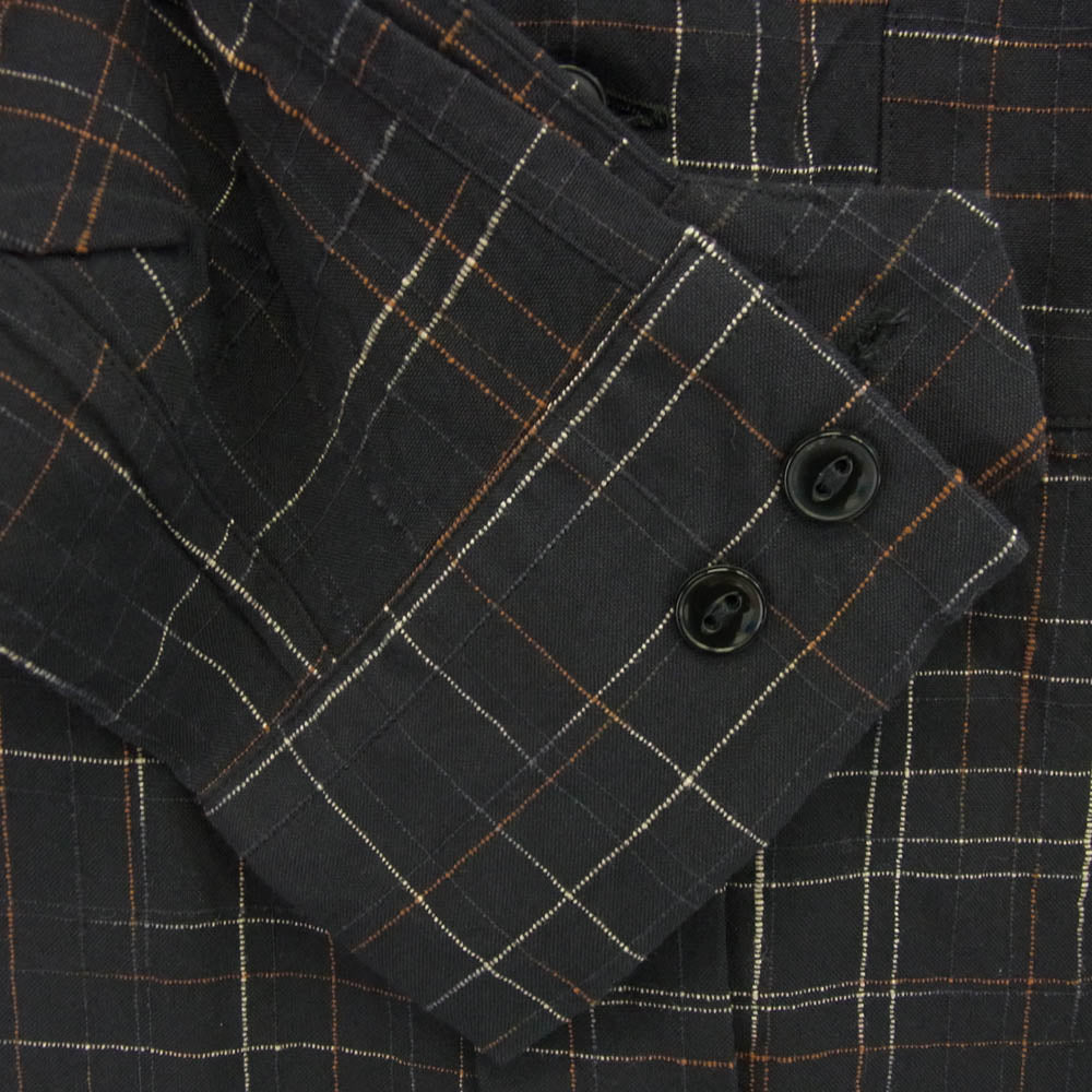 ドライボーンズ 刺し子ステッチ チェック 長袖 シャツ ネイビー系 S【中古】