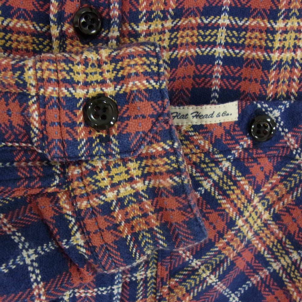 THE FLAT HEAD ザフラットヘッド ヘリンボーンチェック柄 ヘビーネル ワーク 長袖 ネルシャツ ジャケット マルチカラー系 36【中古】