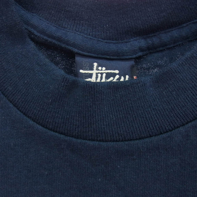 STUSSY　90s　Tシャツ　長袖　ネイビー　フェードカラー STUSSY ステューシー 90s OLD オールド キッズ フォト プリント