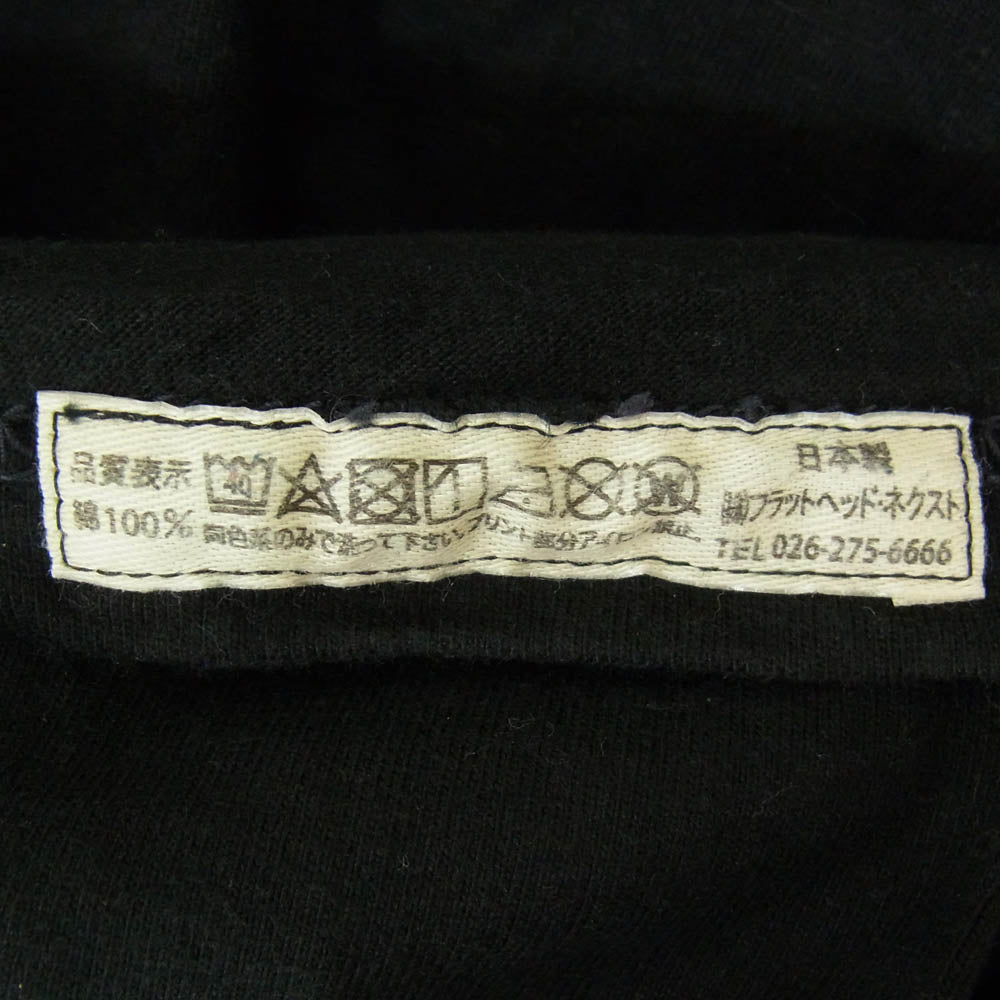 THE FLAT HEAD ザフラットヘッド FN-THC-202 FLYING WHEEL THCシリーズ 染み込み ロゴプリント 3本針の1本外し 半袖 Tシャツ ブラック系 42【中古】