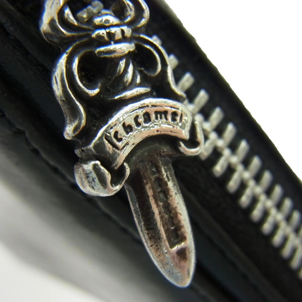 CHROME HEARTS クロムハーツ(原本無) REC F ZIP 3 セメタリー クロスパッチ ラウンドファスナー ウォレット 長財布 ブラック系【中古】