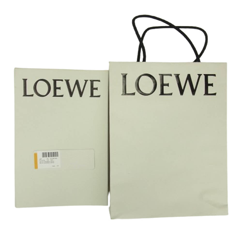 LOEWE ロエベ F811257X68 CASHMERE MUFFLER ロゴレザー カシミヤ フリンジ マフラー スカーフ ブラウン系【中古】