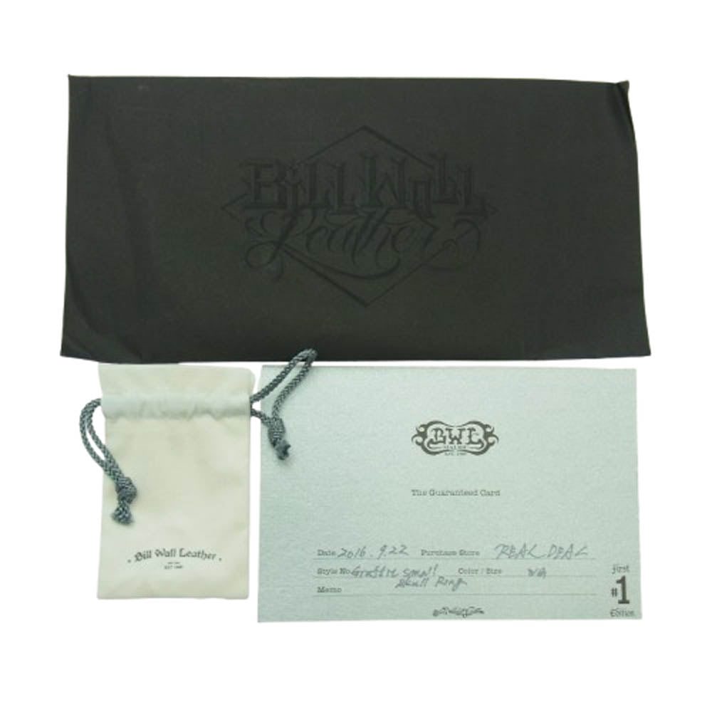BILL WALL LEATHER ビルウォールレザー ギャランティ付属 Graffiti Small Skull Ring グラフィティ スモール スカル リング WGコーティング ピンクトルマリンアイ シルバー リング シルバー系 13号【中古】