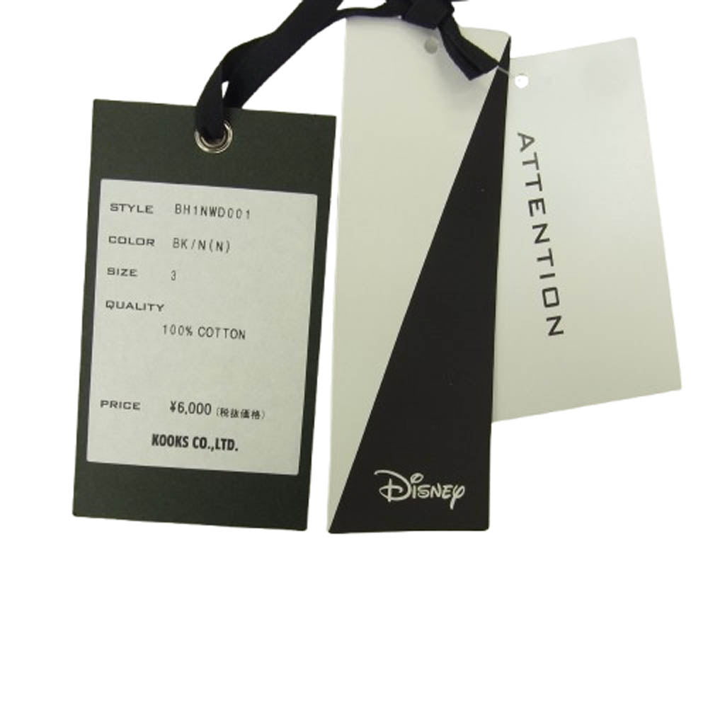 NUMBER(N)INE ナンバーナイン BH1NWD001 Disney MICKEY MOUSE T-SHIRTS ディズニー ミッキーマウス プリント 半袖Tシャツ ブラック系 3【新古品】【未使用】【中古】