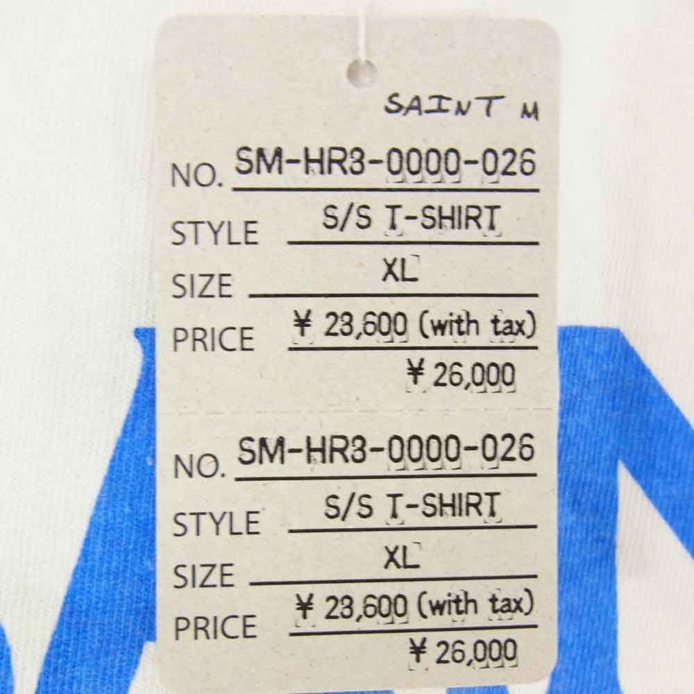 SAINT MICHAEL セントマイケル SM-HR3-0000-026 SS TEE INSANE 半袖Tシャツ ホワイト系 XL【新古品】【未使用】【中古】