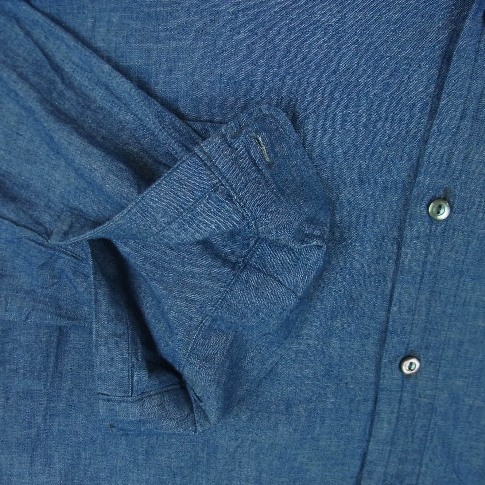 POST OVERALLS ポストオーバーオールズ 3220B-CC NEUTRA 5 Band スタンドカラー シャンブレー 長袖 シャツ インディゴブルー系 L【中古】