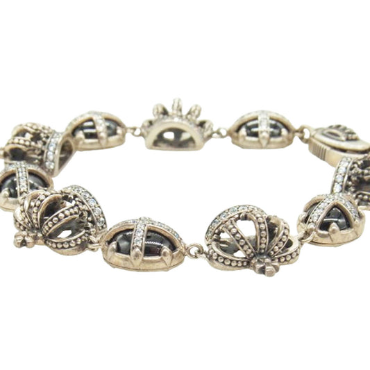 Justin Davis ジャスティンデイビス SBJ699 KING OF CROSS キングオブクロス クラウン ジルコニア ブレスレット シルバー系【中古】