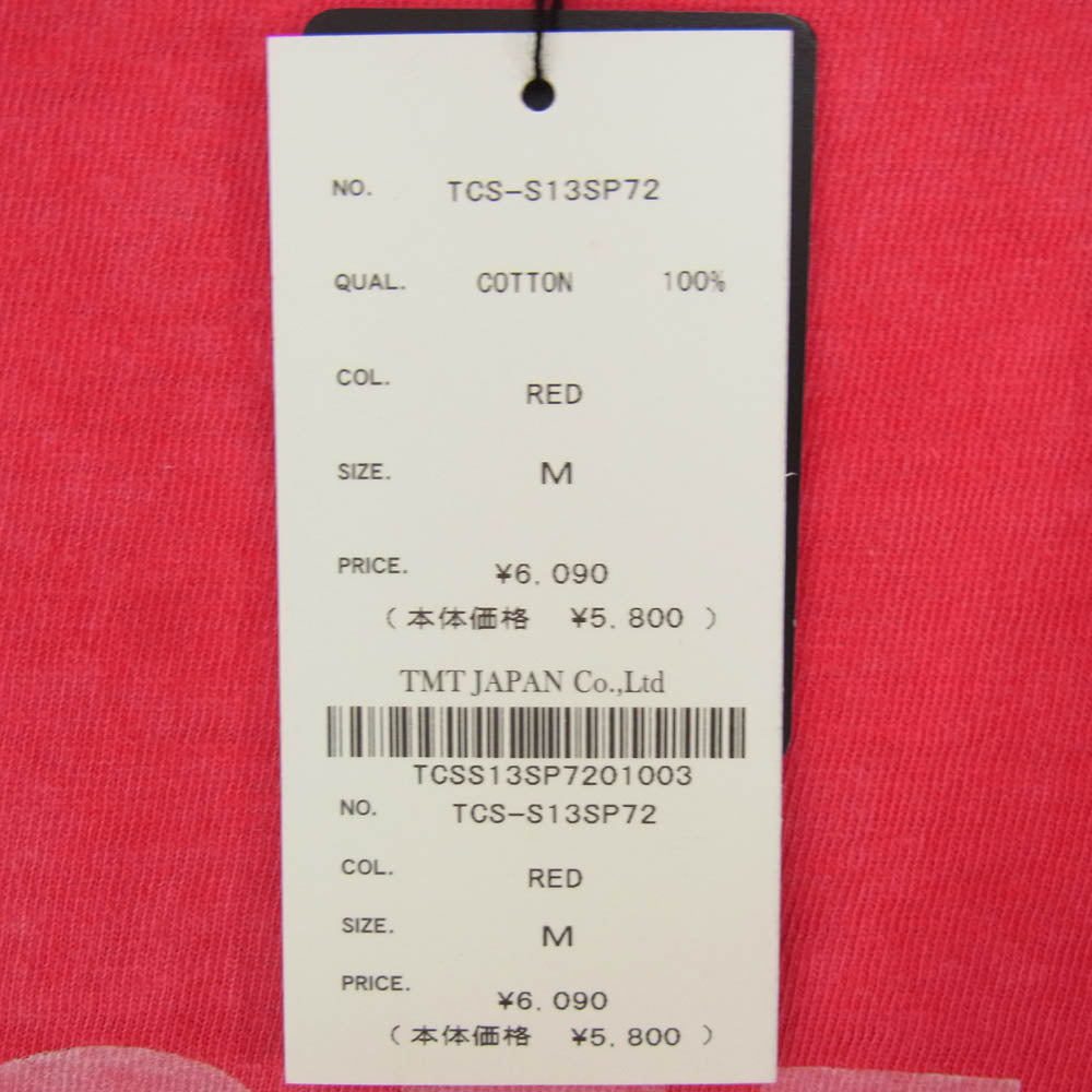 TMT ティーエムティー TCS-S13SP72 GO HOME ロゴ コットン 半袖 Tシャツ レッド系 M【新古品】【未使用】【中古】
