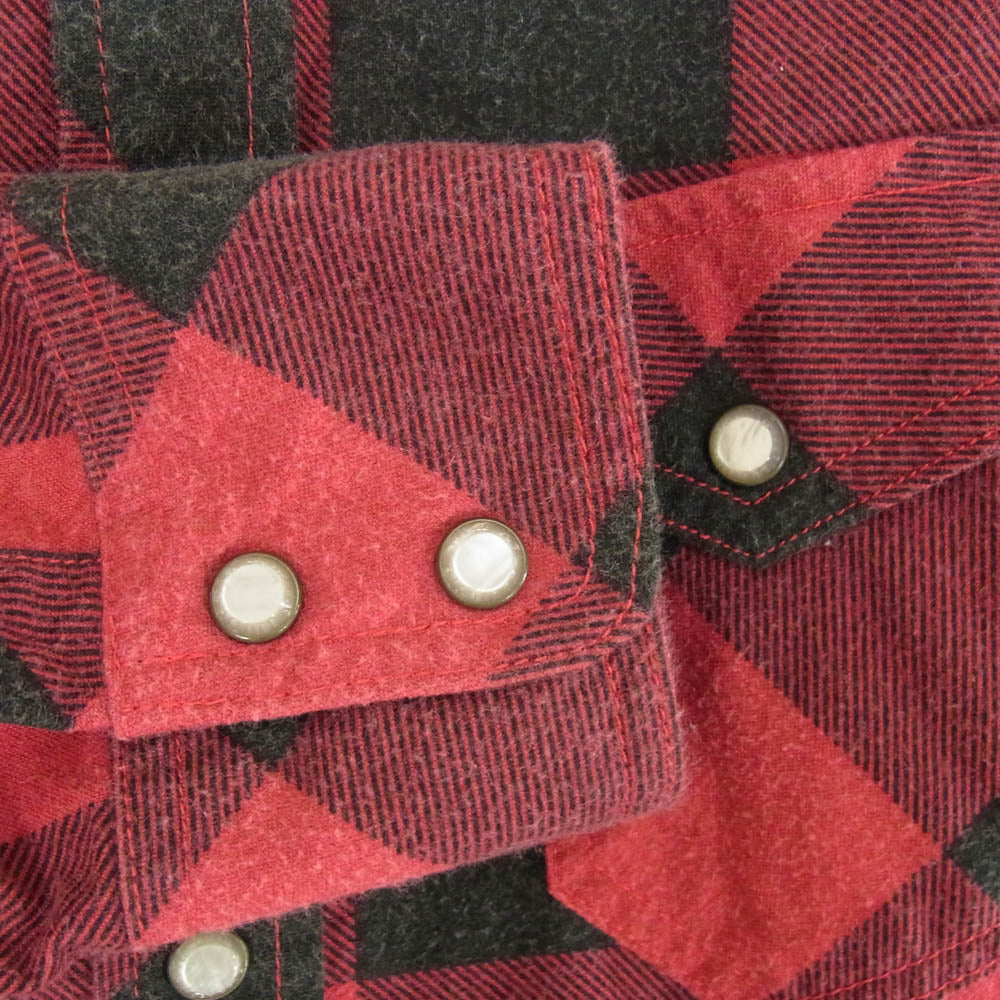 TMT ティーエムティー TSH-F1606 チェック柄 ボタンダウン コットン 長袖 シャツ レッド系 S【中古】