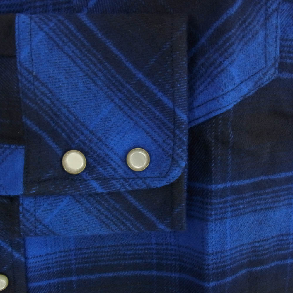 TMT ティーエムティー TSH-F14SP10 オンブレチェック柄 ボタンダウン コットン 長袖 シャツ ブルー系 S【新古品】【未使用】【中古】