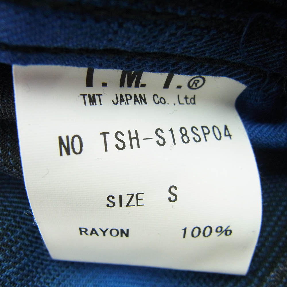 TMT ティーエムティー TSH-S18SP04 チェック柄 コットン 半袖 シャツ ブラック系 ブルー系 S【新古品】【未使用】【中古】