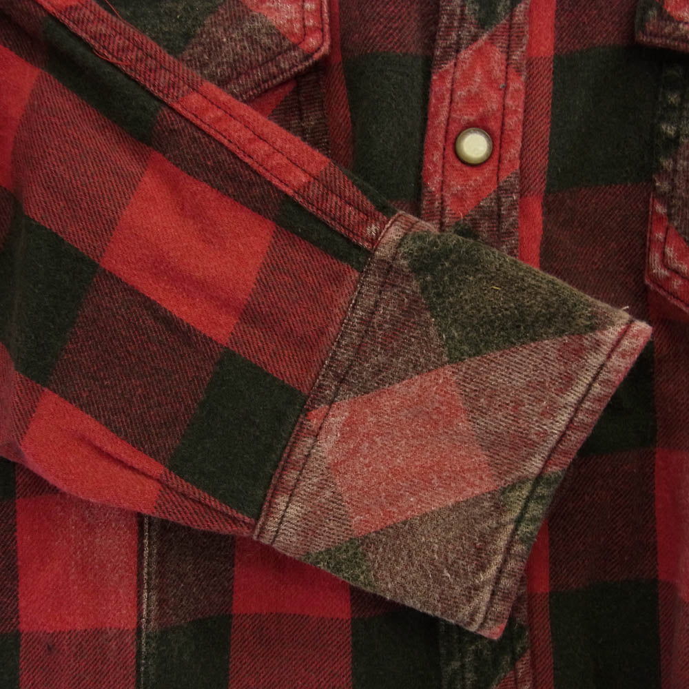 TMT ティーエムティー TSH-S14EC03 チェック柄 ボタンダウン コットン 長袖 シャツ レッド ブラック系 レッド系 S【美品】【中古】