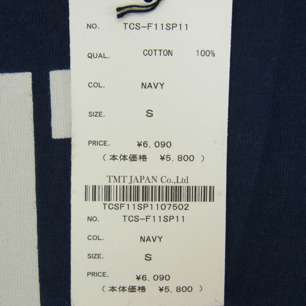 TMT ティーエムティー TCS-F11SP11 TMT YOURSロゴ コットン 半袖 Tシャツ ネイビー系 S【新古品】【未使用】【中古】
