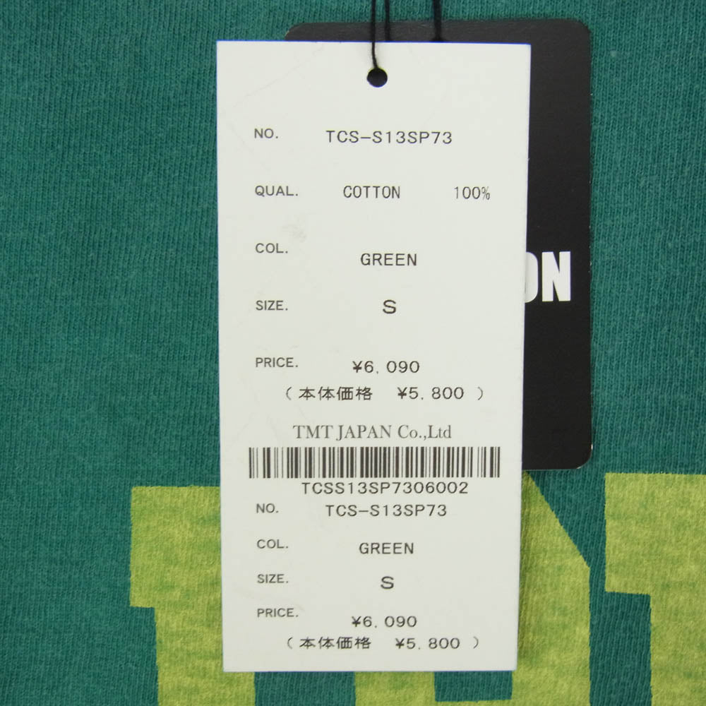 TMT ティーエムティー TCS-S13SP73 MALIBU フロントプリント コットン 半袖 Tシャツ グリーン系 S【新古品】【未使用】【中古】