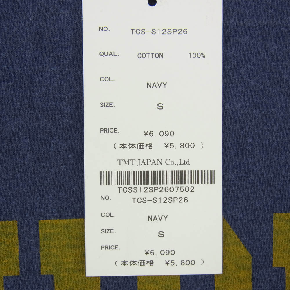 TMT ティーエムティー TCS-S12SP26 フロントプリント コットン 半袖 Tシャツ ネイビー系 S【新古品】【未使用】【中古】