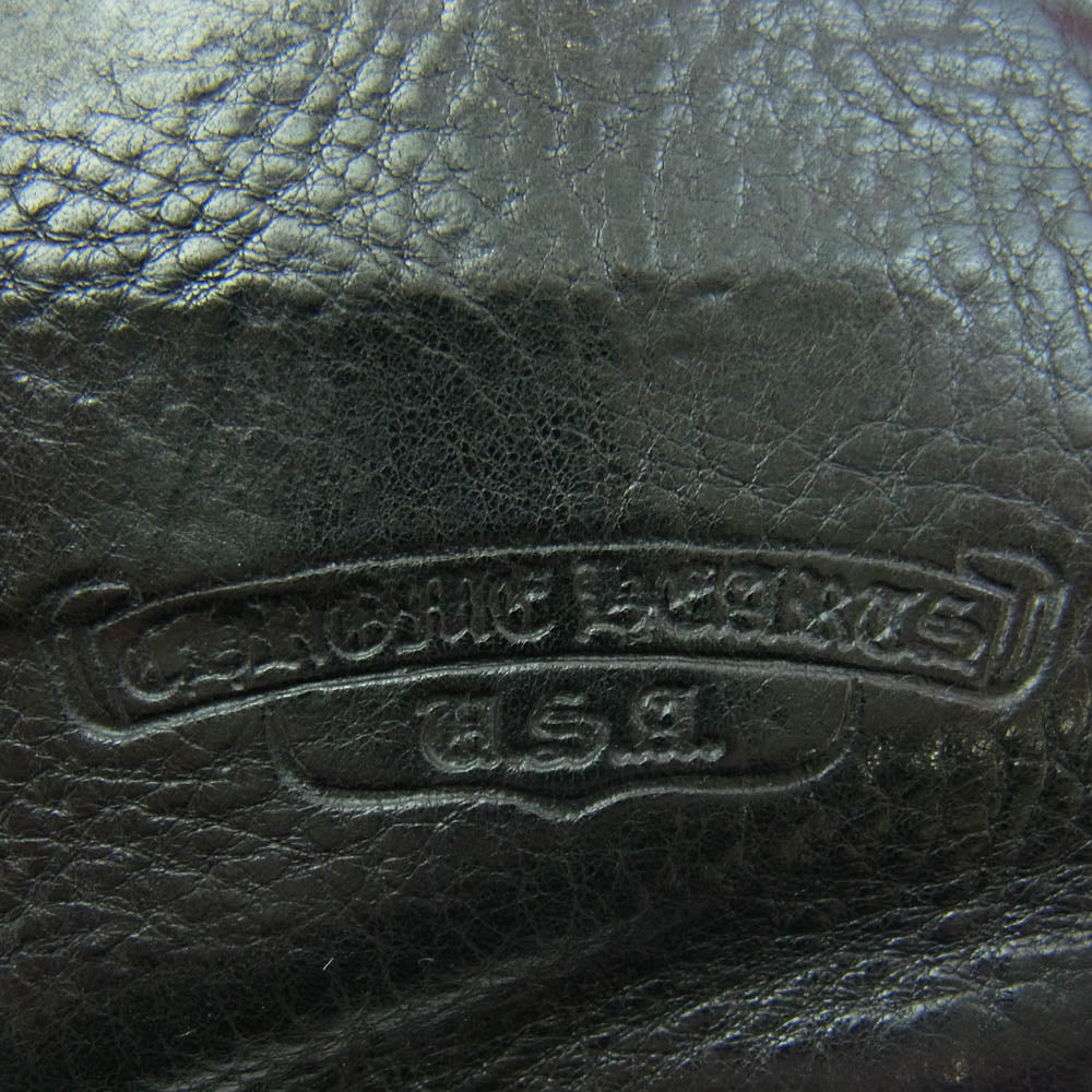 CHROME HEARTS クロムハーツ(原本無) 1SNAP 1スナップ クロスボール レザー ウォレット 二つ折り財布 ブラック系【中古】