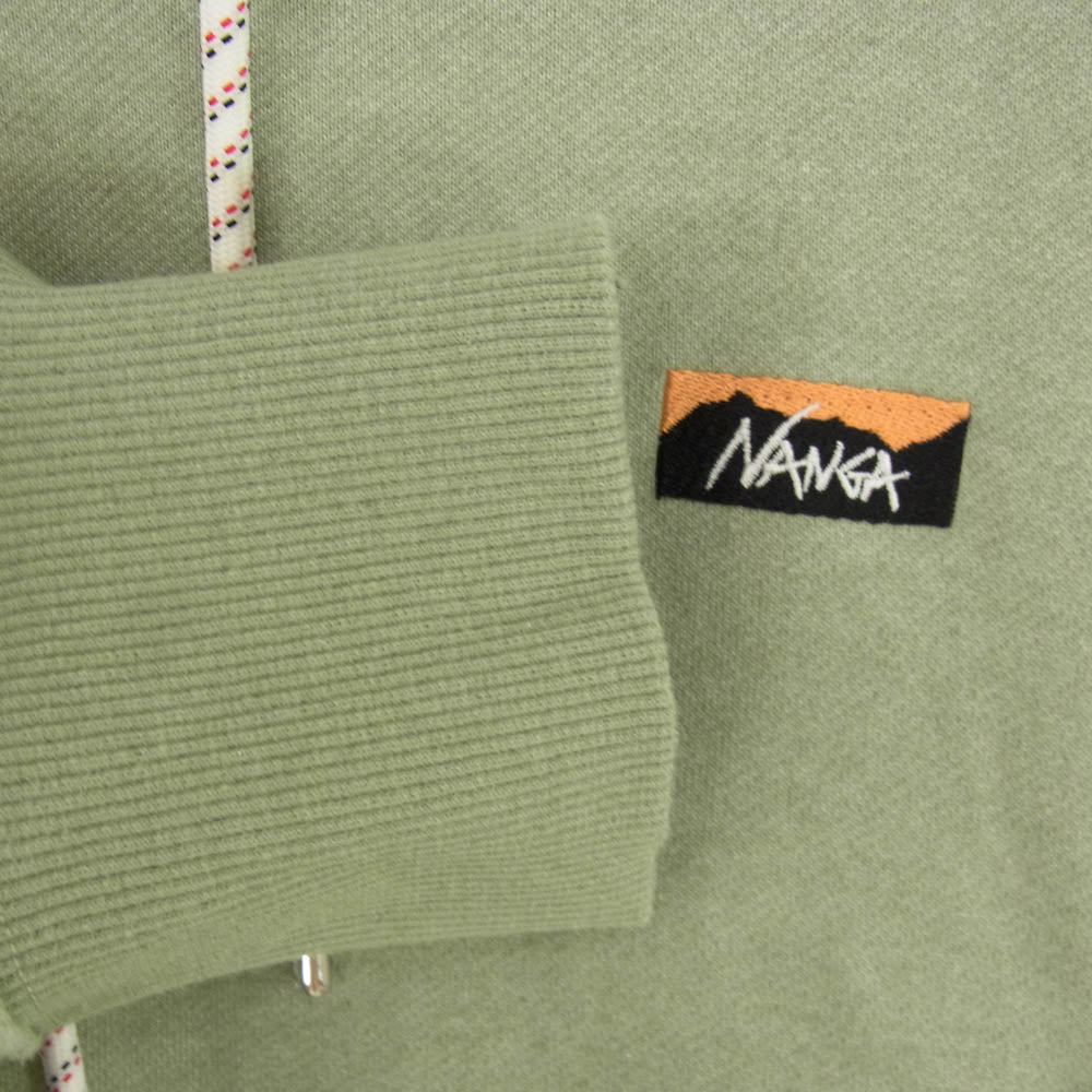 NANGA ナンガ NW2441-1F014-A MINI BOX LOGOEMBROIDERY SWEAT HOODIE ミニボックス ロゴ フーディー パーカー グリーン系 L【中古】