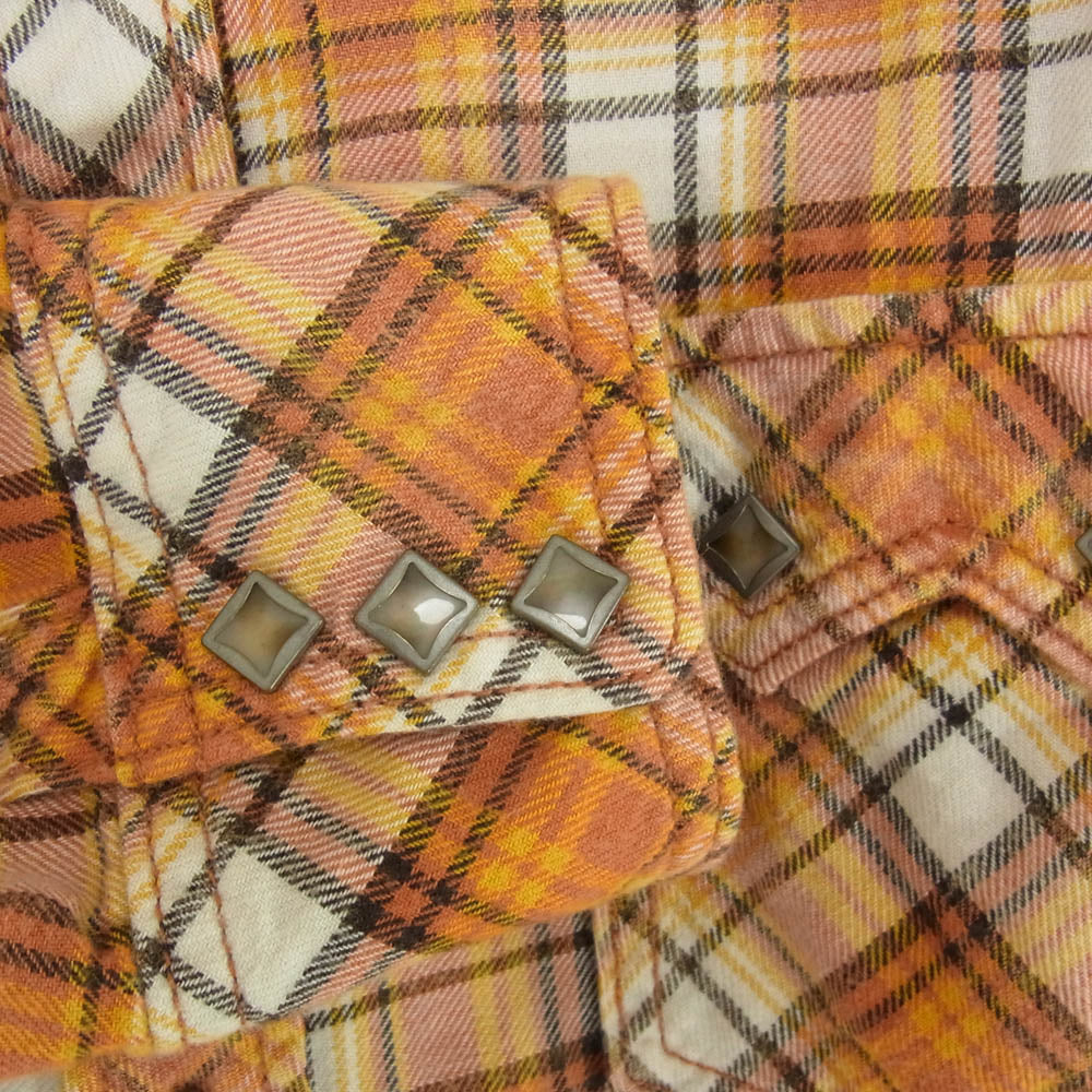 TMT ティーエムティー ネル チェック ウエスタン シャツ オレンジ系 S【中古】