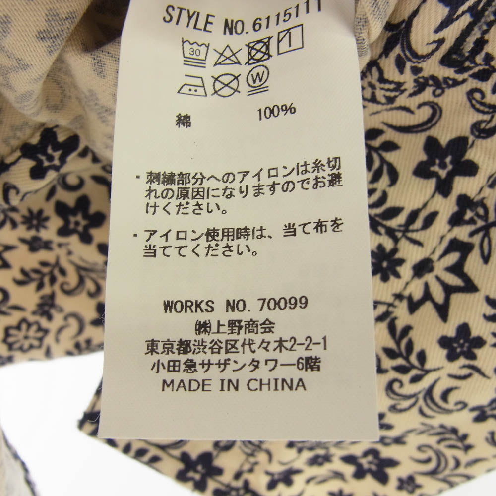 AVIREX アヴィレックス 6115111 FLOWER PRINT SHIRT フラワープリント コットン 半袖 シャツ オフホワイト系 ダークネイビー系 M【中古】