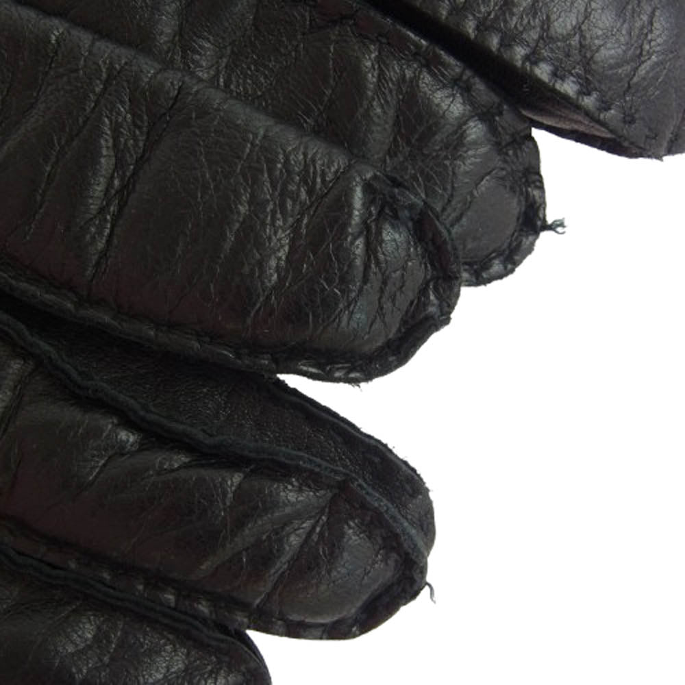 Ermenegildo Zegna エルメネジルドゼニア イタリア製 本革 裏地ウール100% レザー グローブ 手袋 ブラック系 M【中古】