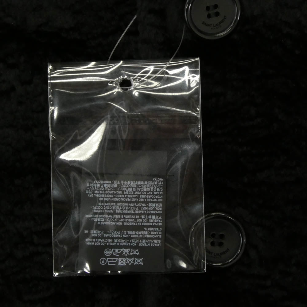 SAINT LAURENT サンローラン 16AW 437605 Y592N アストラカン フェイクファー ダブルブレスト コート ブラック系 M【中古】